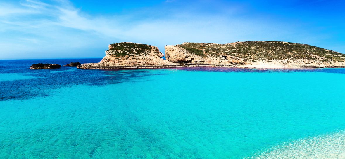 Modrá laguna na ostrově Comino, Malta