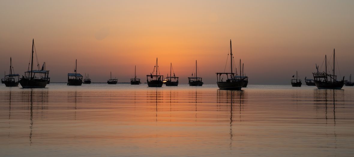 Lodě dhow na pláži Katara Lodě dhow na pláži Katara