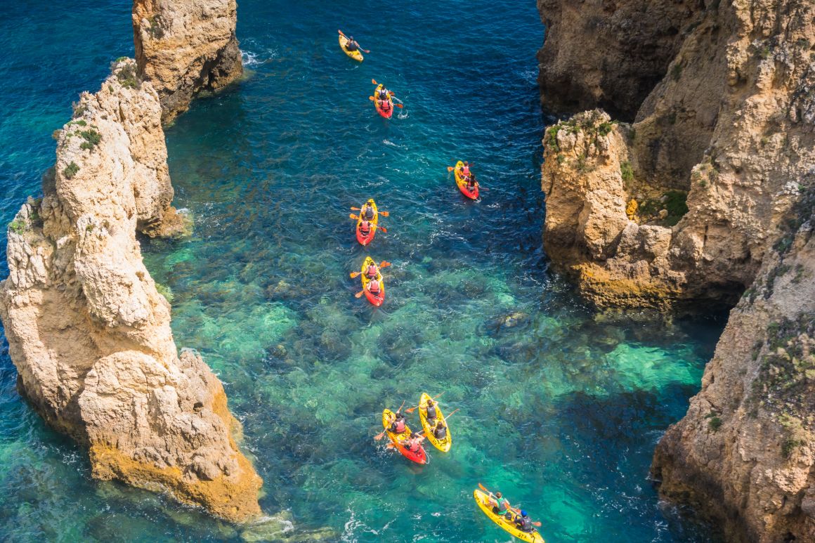 Jízda na mořském kajaku, Algarve, Portugalsko