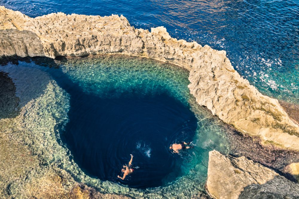 Jezírko Blue hole, ostrov Gozo