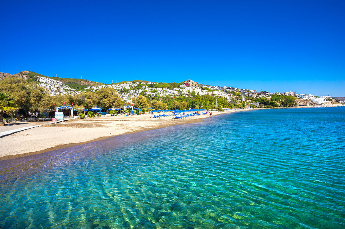 Camel Beach, Bitez, Bodrum, Egejská riviéra, Turecko