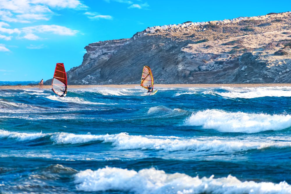 Windsurfing na pláži Prasonisi