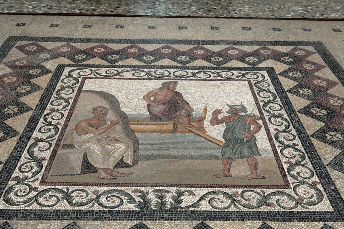 Antická mozaika znázorňující Asklépia, archeologické muzeum Kos
