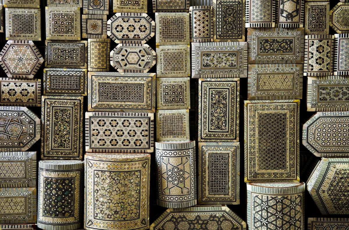 Intarzované krabičky, suvenýr z Egypta