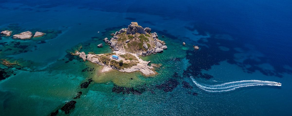 Ostrov Kos, ostrůvek Kastri v zálivu Kefalos, Řecko