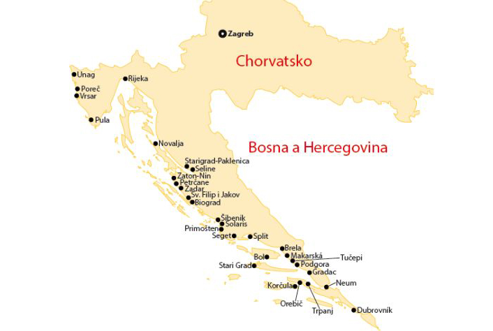 Mapa a poloha Chorvatska
