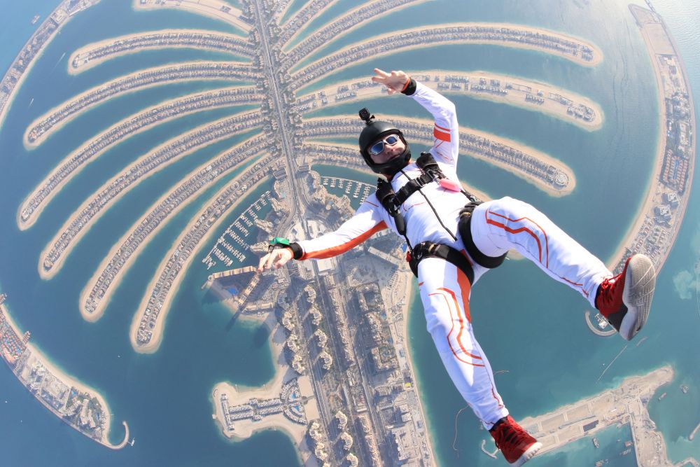 Skydiving nad Dubají