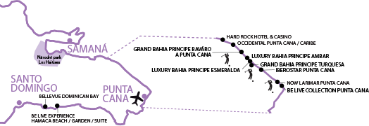 Umístění hotelů na Punta Cana