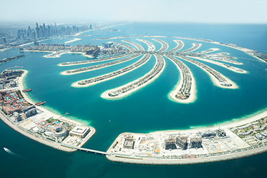 Uměle vytvořený ostrov Palm Jumeirah, Dubaj